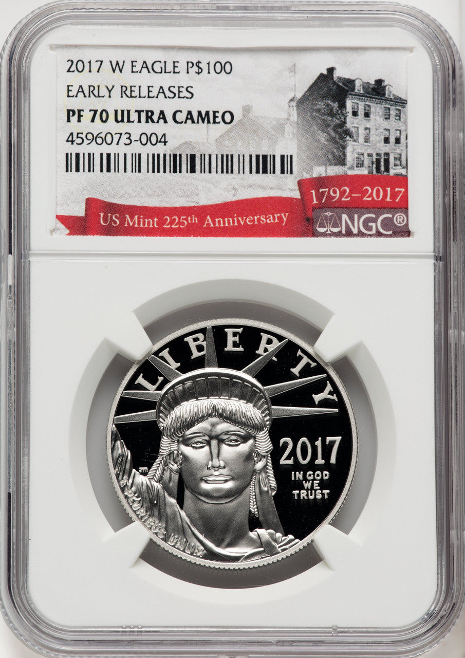 2017-W $100 One-Ounce Platinum Eagle Statue of Liberty 20th Anniversary First Strike NGC PF70