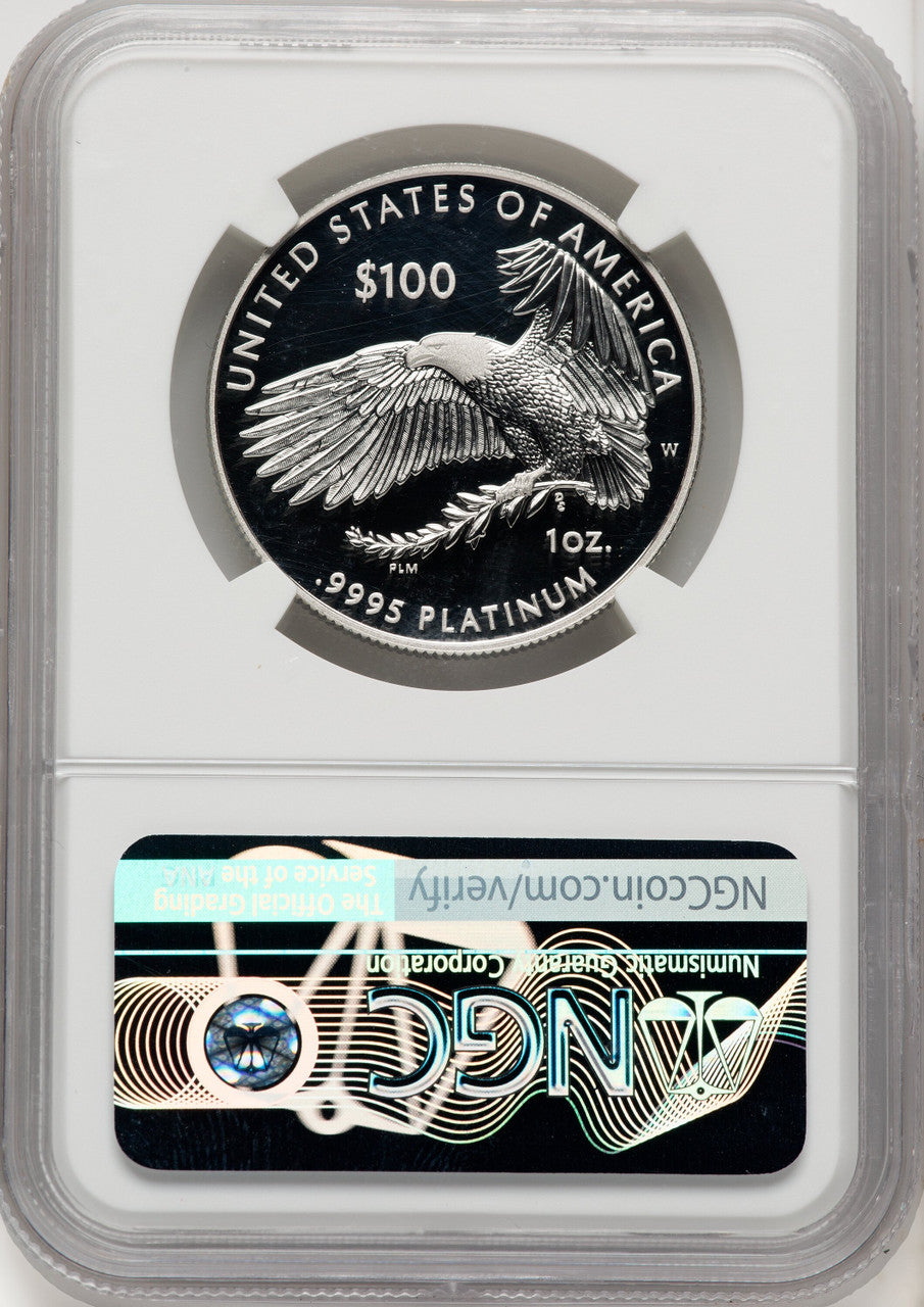 2018-W $100 One Ounce Platinum Eagle Life First Strike FR Blue NGC PF70