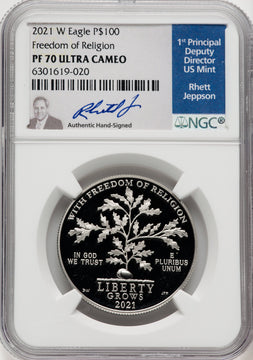2021-W $100 One-Ounce Platinum Eagle Freedom of Religion NGC PF70 (770402002)