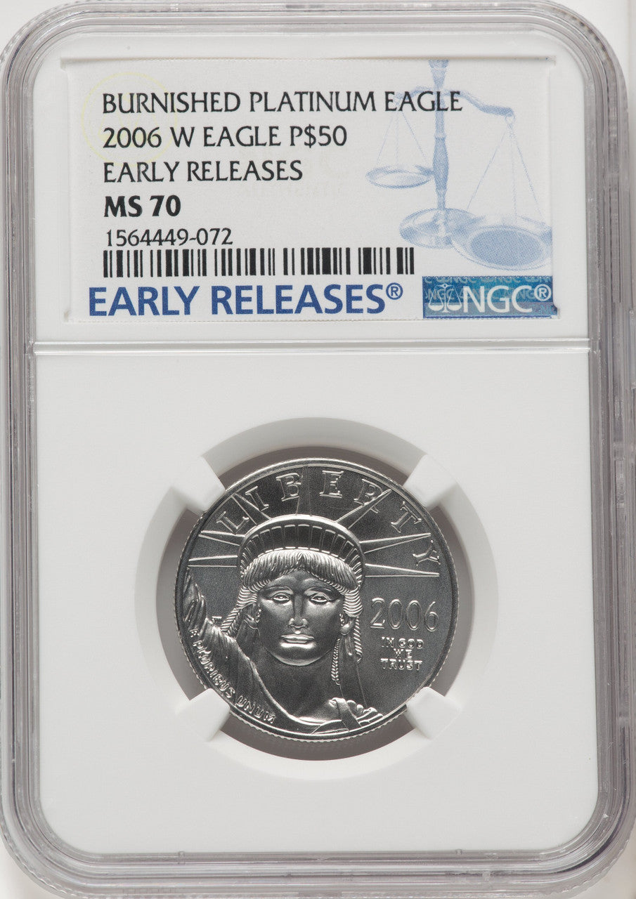 2006-W $50 Half-Ounce Platinum Eagle First Strike Burnished ER Blue NGC MS70