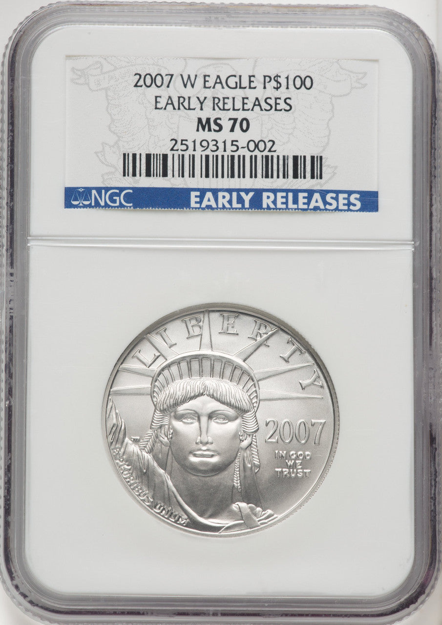 2007-W $100 One-Ounce Platinum Eagle First Strike Burnished ER Blue NGC MS70