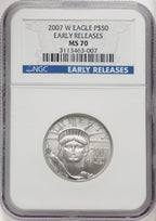 2007-W $50 Half-Ounce Platinum Eagle First Strike Burnished ER Blue NGC MS70