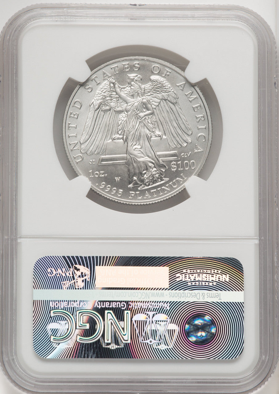 2008-W $100 One-Ounce Platinum Eagle First Strike ER Blue NGC MS70