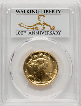 2016-W 50C Walking Liberty Half-Ounce Gold First Strike FS 100th Anniversary PCGS SP70