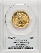 2016-W 50C Walking Liberty Half-Ounce Gold First Strike FS 100th Anniversary PCGS SP70