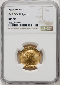 2016-W 25C Standing Liberty Quarter-Ounce Gold 100th Anniversary Brown Label NGC MS70 (519548140)
