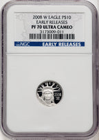 2008-W $10 Tenth-Ounce Platinum Eagle First Strike ER Blue NGC PF70