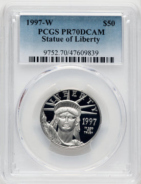 1997-W $50 Half-Ounce Platinum Eagle Blue Gradient PCGS PR70 (768519002)