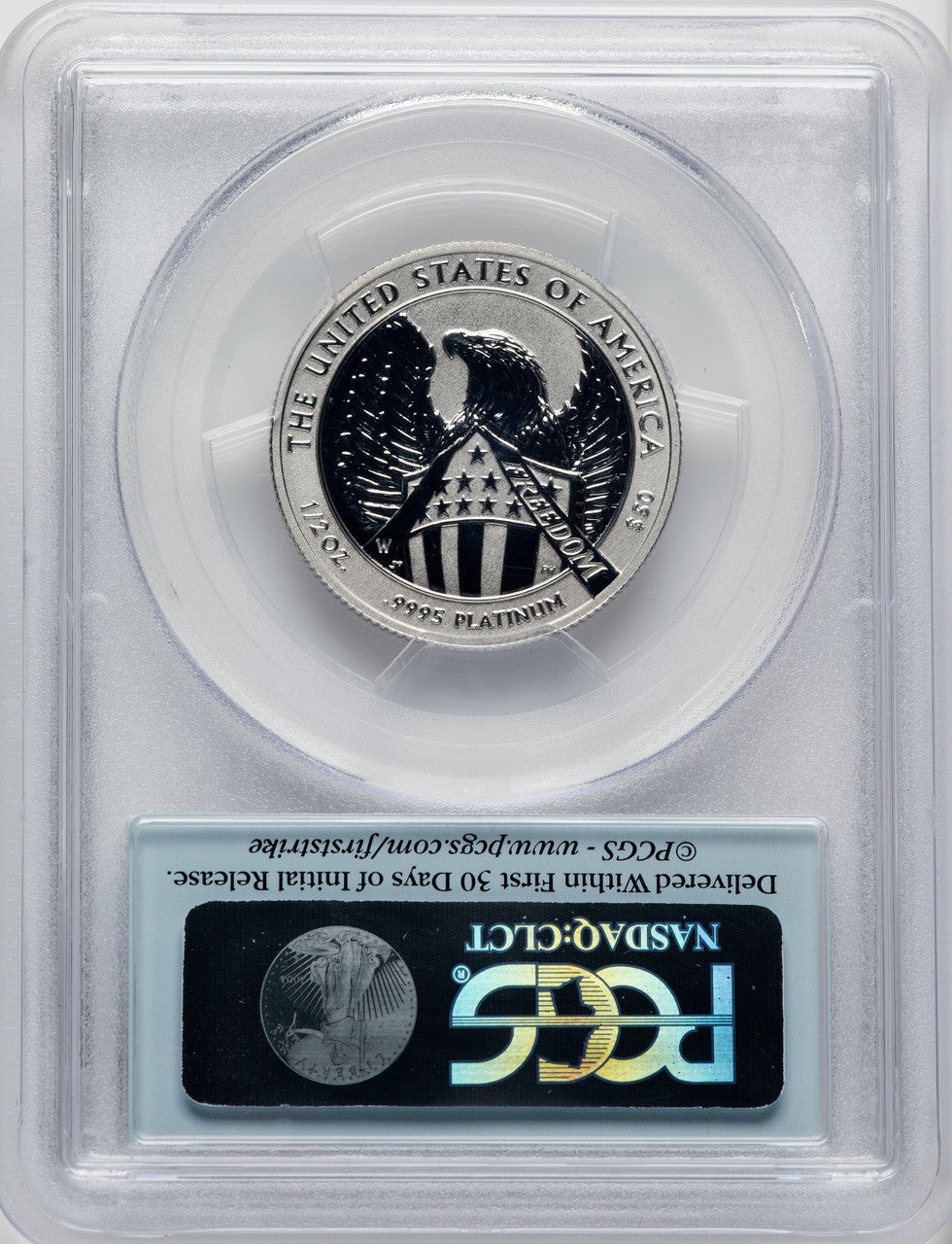 2007-W $50 Half-Ounce Platinum Eagle Reverse Proof FS Flag PCGS PR70