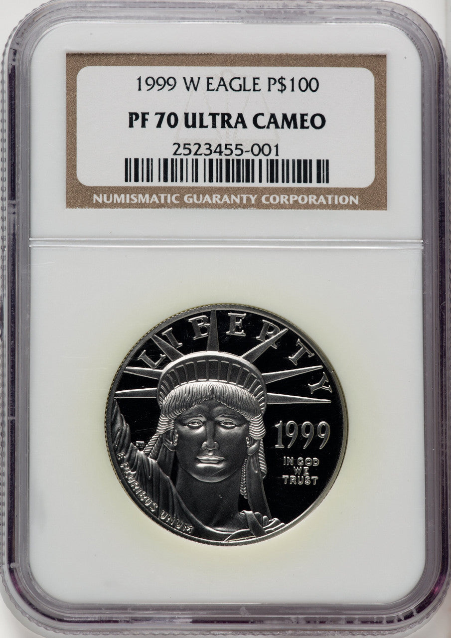1999-W $100 One-Ounce Platinum Eagle Statue of Liberty Brown Label NGC PF70 (770462032)