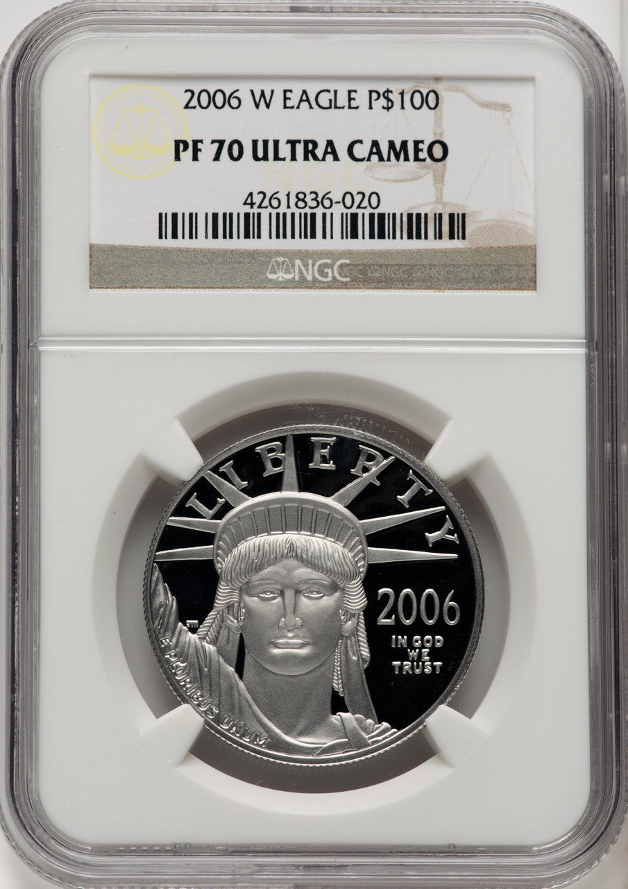 2006-W $100 One-Ounce Platinum Eagle Statue of Liberty Brown Label NGC PF70 (770462061)