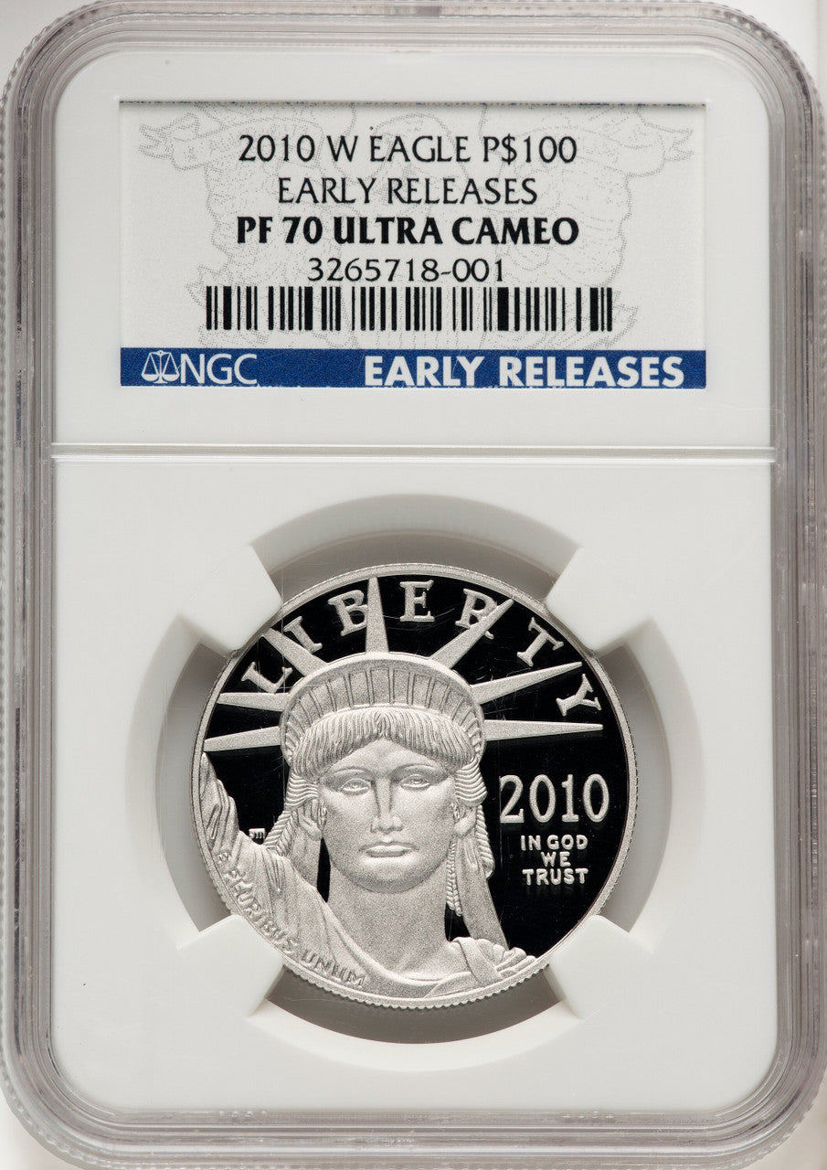 2010-W $100 One-Ounce Platinum Eagle First Strike ER Blue NGC PF70 (770462077)