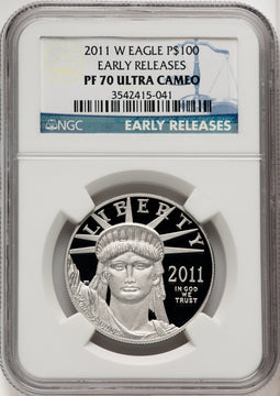2011-W $100 One-Ounce Platinum Eagle First Strike ER Blue NGC PF70 (770462078)