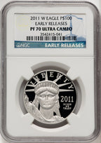 2011-W $100 One-Ounce Platinum Eagle First Strike ER Blue NGC PF70 (770462078)