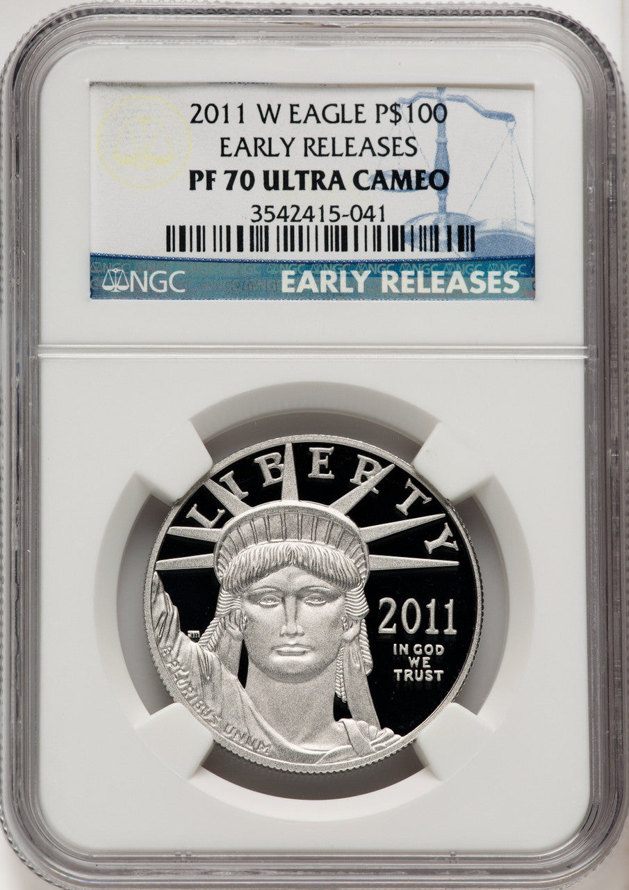 2011-W $100 One-Ounce Platinum Eagle First Strike ER Blue NGC PF70 (770462078)