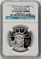 2012-W $100 One-Ounce Platinum Eagle First Strike ER Blue NGC PF70
