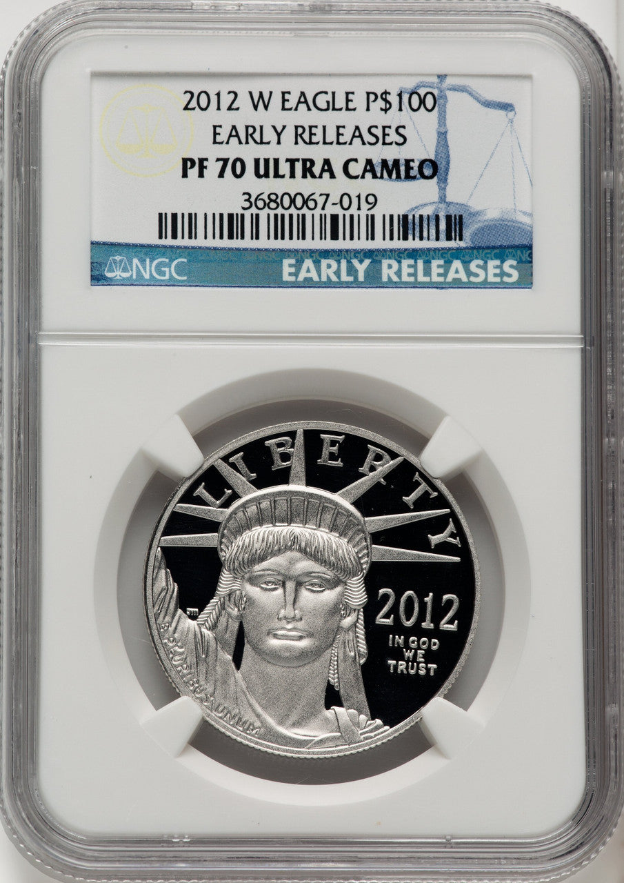 2012-W $100 One-Ounce Platinum Eagle First Strike ER Blue NGC PF70