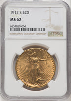 1913-S $20 Saint-Gaudens Double Eagle NGC MS62