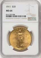 1911 $20 Saint-Gaudens Double Eagle NGC MS64