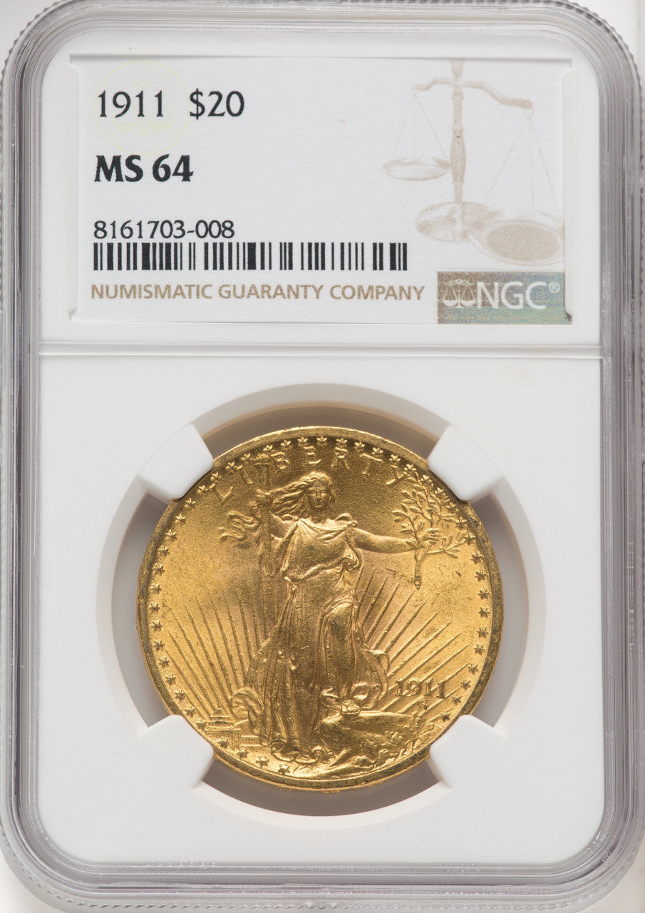 1911 $20 Saint-Gaudens Double Eagle NGC MS64