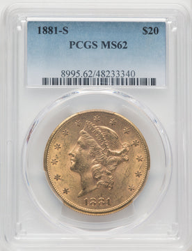 1881-S $20 Liberty Double Eagle PCGS MS62 (770433001)