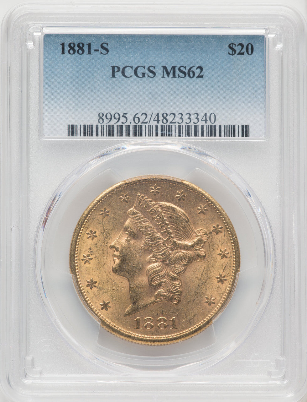1881-S $20 Liberty Double Eagle PCGS MS62 (770433001)