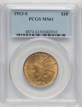 1913-S $10 Indian Eagle PCGS MS61 (770582028)