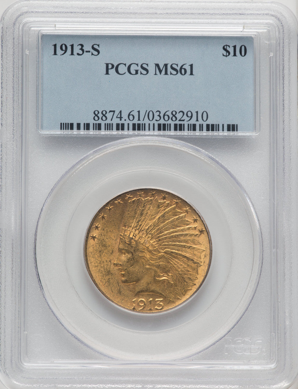 1913-S $10 Indian Eagle PCGS MS61 (770582028)