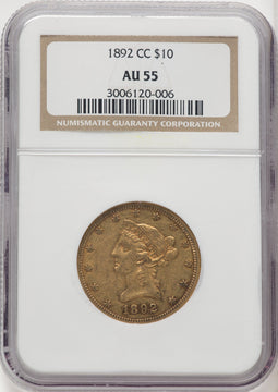 1892-CC $10 Liberty Eagle NGC AU55 (770582027)