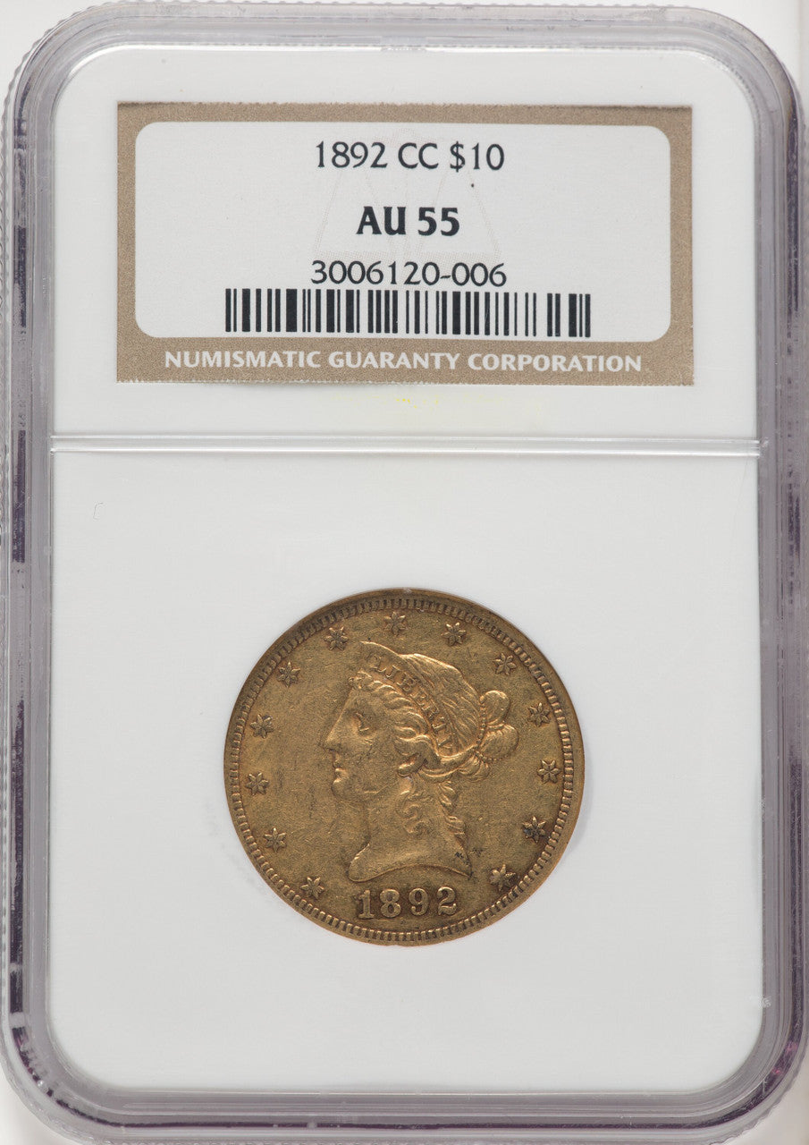 1892-CC $10 Liberty Eagle NGC AU55 (770582027)