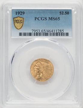 1929 $2.50 Indian Quarter Eagle PCGS MS65 (770582020)