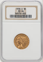 1908-D $5 Indian Half Eagle NGC MS64 (770582022)