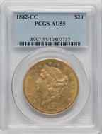 1882-CC $20 Liberty Double Eagle PCGS AU55