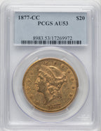 1877-CC $20 Liberty Double Eagle PCGS AU53