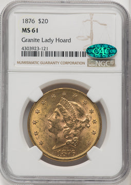 1876 $20 CAC Liberty Double Eagle NGC MS61