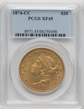 1874-CC $20 Liberty Double Eagle PCGS XF45