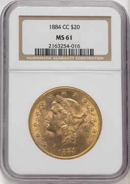 1884-CC $20 Liberty Double Eagle NGC MS61 (770582051)
