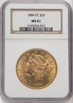 1884-CC $20 Liberty Double Eagle NGC MS61 (770582051)