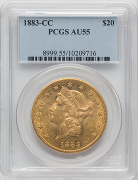 1883-CC $20 Liberty Double Eagle PCGS AU55 (770582050)