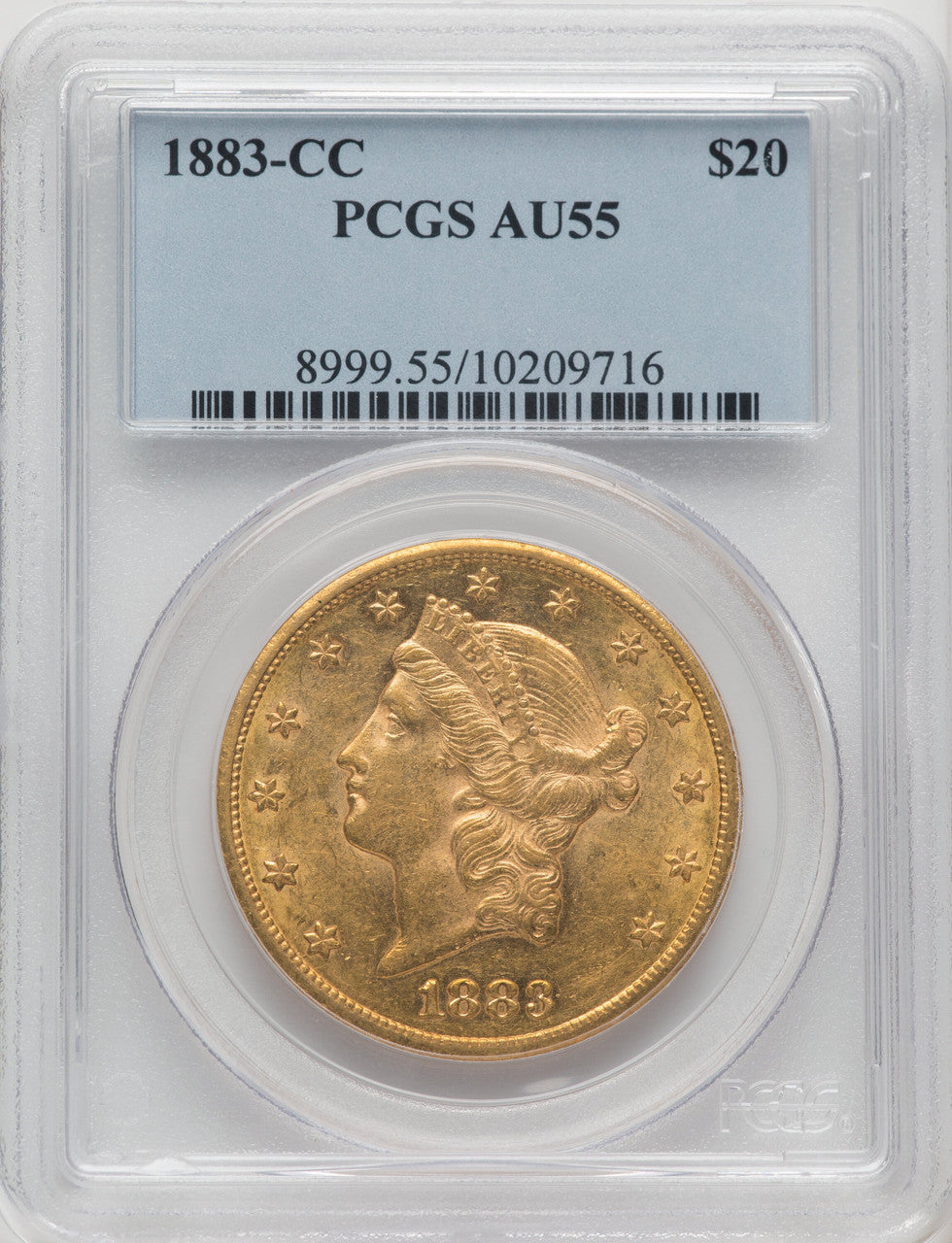 1883-CC $20 Liberty Double Eagle PCGS AU55 (770582050)