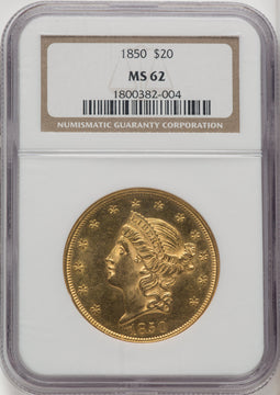 1850 $20 Liberty Double Eagle NGC MS62
