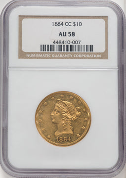 1884-CC $10 Liberty Eagle NGC AU58 (770582010)