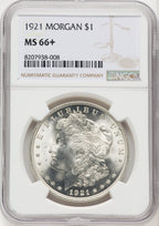 1921 Morgan Morgan Dollar NGC MS66+