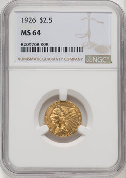 1926 $2.50 Indian Quarter Eagle NGC MS64 (768649010)