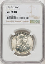1949-D 50C FL Franklin Half Dollar NGC MS66 (769663003)
