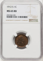 1912-S 1C RB Lincoln Cent NGC MS65
