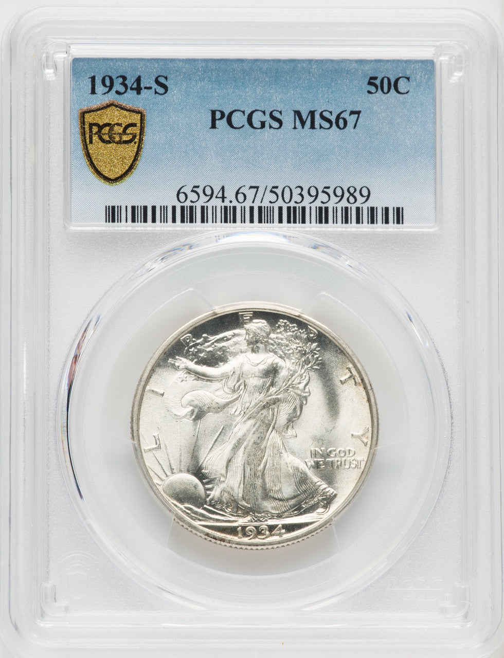 1934-S 50C Walking Liberty Half Dollar PCGS MS67