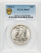 1936-S 50C Walking Liberty Half Dollar PCGS MS67
