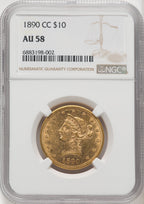 1890-CC $10 Liberty Eagle NGC AU58 (770677034)
