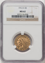 1912-S $5 Indian Half Eagle NGC MS62 (770677029)